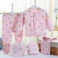 thumbnail image 2 of Zanarzt Baby Layette Gift Set Unisex Baby Boy Girl Clothes Unisex Set Outfits 5 Pieces Long Sleeve Tops+Hat+Pants+Bib Toddler Pink,0-3 Months, 2 of 8
