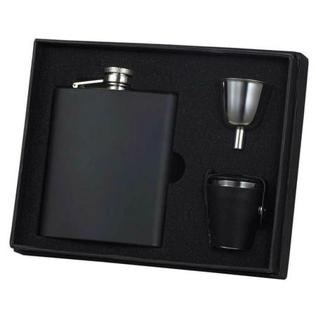 

8 oz Raven Stainless Steel Deluxe Flask Gift Set Black