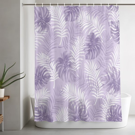 Shower Curtains for Bathroom-36"x72",Summer Palm Leaf Monstera Waterproof Bath Curtain Grommet Shower Curtain Set with Hooks,