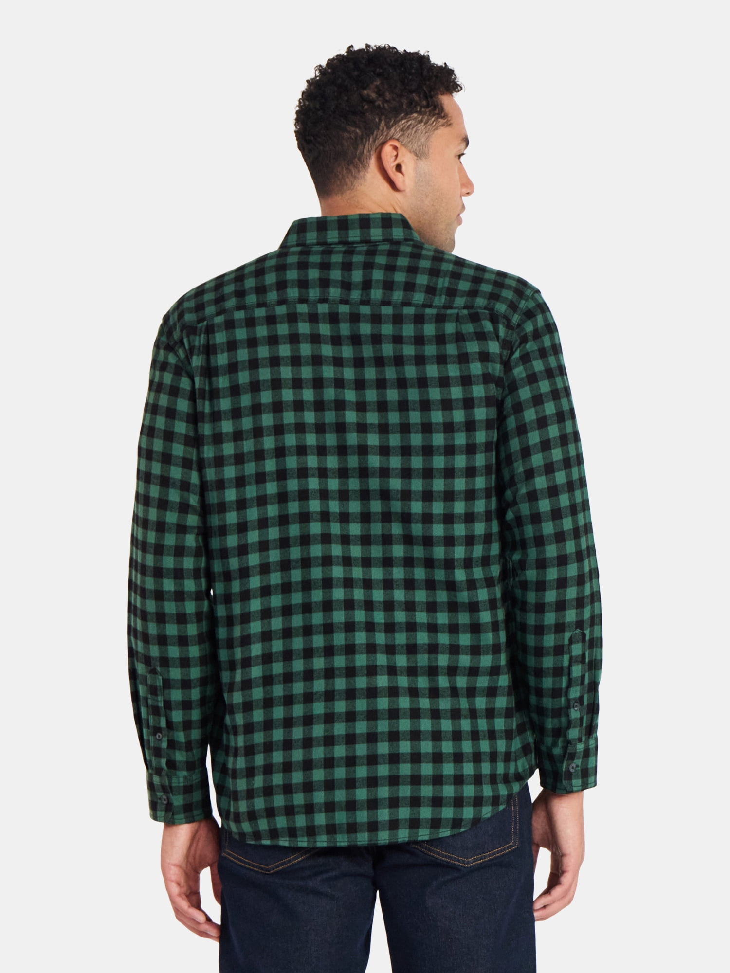 George Men's & Big Men's Relaxed Fit Double Pocket Flannel Shirt, Sizes XS-3XLT