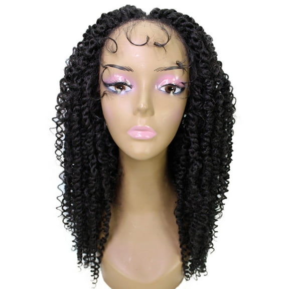 LUXLUXE Tierra Curly, Hand Tied Lace Braid, 19 in Long Braided Wig, Black Colour Women Wig