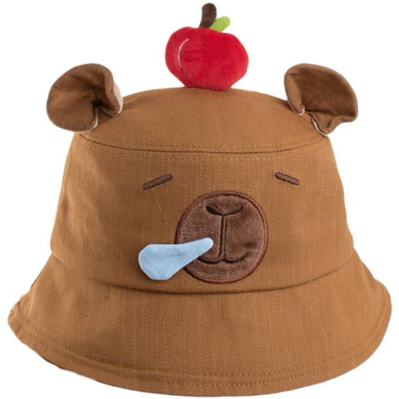 Jiibva Cartoon Capybara Bucket Hat Foldable Sun Hats Summer Protection Caps Beach Fisherman Animal Printing Pattern