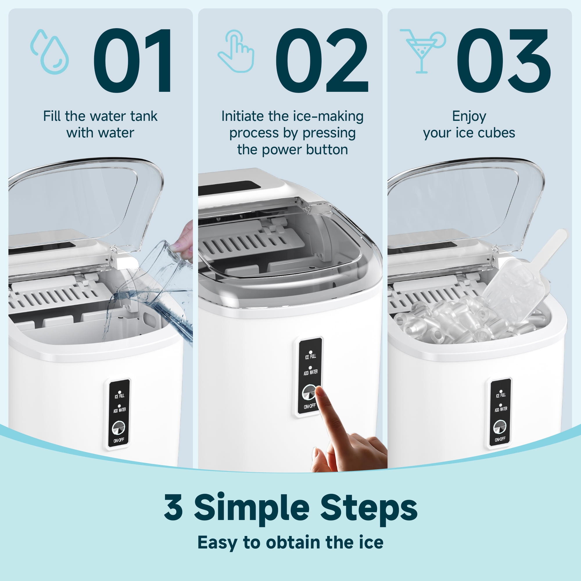 Simzlife Countertop Ice Maker with Handle,Portable Ice