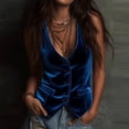 thumbnail image 2 of Vintage Velvet Vest for Women Button Up V Neck Cropped Sleeveless Casual Tops Slim Fitted Going Out Jacket Waistcoat, 2 of 7
