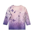 thumbnail image 3 of XADYUY Girls Summer Tshirts 4-16 Summer 3/4 Sleeve Tshirts Toddler Butterfly Graphic Toddler T-Shirt Dressy Crewneck Cotton Loose Tee Tops Girls 9-10 Years,Light Purple, 3 of 4