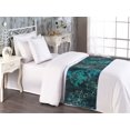 thumbnail image 2 of Modern Floral Bed Runner, Vintage Vibes Sakura Drawings with Darkened Colors on Dotted Back, Decorative Accent Bedding Scarf for Hotels Homes & Guest Rooms, Twin, Seafoam Teal Dark Teal, by Ambesonne, 2 of 3