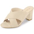 thumbnail image 1 of BLISSFUL STEP Mules à Talon Épais à Brides Croisées pour Femmes Sandales à Enfiler, 1 of 6