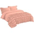 thumbnail image 4 of DNG Creations 3 Piece Vintage Ruffle Duvet Cover 100% Egyptian Cotton, 800 Threads Count - With Zipper & Corner Ties ( Full/Queen - Solid Peach ), 4 of 7