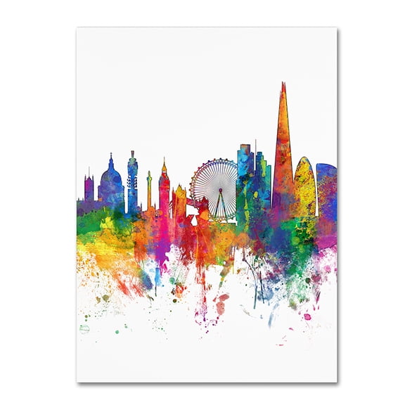 Trademark Fine Art "London England Skyline Tall" Canvas Art by Michael Tompsett