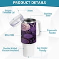 thumbnail image 4 of SKYSONIC Stainless Steel Tumbler Car Handle Water Cup 40 oz Vacuum Insulated Tumbler with Straw for Car Travel Sport - Circle Mandala Purple, 4 of 7