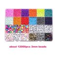 thumbnail image 4 of Generic 24-Color Glass Bead Set for DIY Jewelry, Includes Alphabet and Solid Beads, 3mm Size, No Accessories, 12000 Pieces, Crafting Essentials, 4 of 5