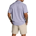 thumbnail image 4 of Men's Summer Color Matching Set Beach 2 Piece Outfits Solid Cruise Button Down Shirt and Short Sets, 4 of 6