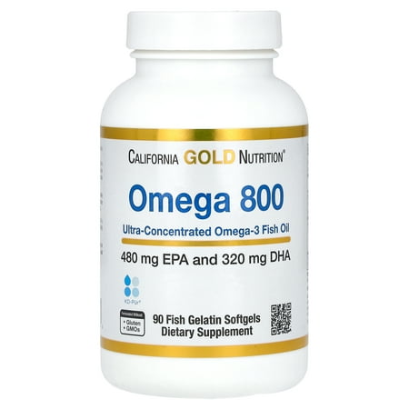 California Gold Nutrition Omega 800 Ultra-Concentrated Omega-3 Fish Oil  kd-pur Triglyceride Form  1 000 mg  90 Fish Gelatin Softgels