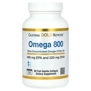 California Gold Nutrition Omega 800 Ultra-Concentrated Omega-3 Fish Oil, kd-pur Triglyceride Form, 1,000 mg, 90 Fish Gelatin Softgels