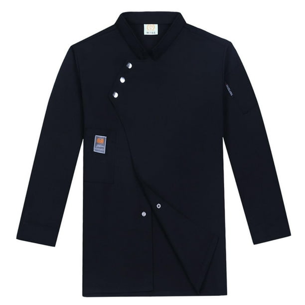 Abrigo unisex para camarero, ropa de camarera, ropa de trabajo ligera con botones, uniforme para Negro 2XL