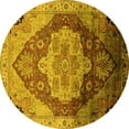 thumbnail image 1 of Ahgly Company Machine Washable Indoor Round Oriental Yellow Industrial Area Rugs, 3' Round, 1 of 4