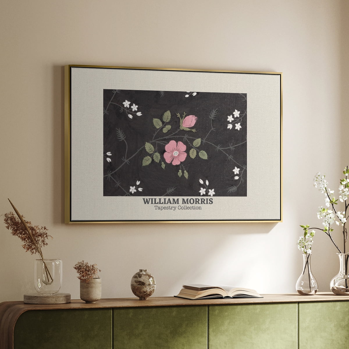Vintage Abstract Print-LIII Framed in Gold Wood Gallery Wrapped Canvas 17 in. x 25 in.