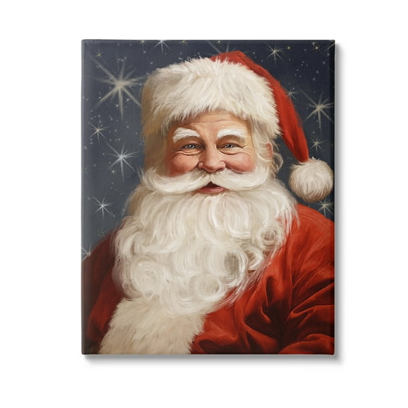 Stupell Industries Smiling Santa Claus Portrait Holiday Painting Gallery Wrapped Canvas Art Print Wall Art, 16 x 20