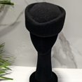 thumbnail image 3 of Hsqqdc Wool Blend Polyester Black Vintage Stewardess Beret Hat 22-22.8 Inch Pillbox Headwear 1-Piece, 3 of 7