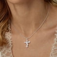 thumbnail image 3 of APSVO 925 Silver Plated Rose Cross Necklaces for Women April Birthstone Pendant with Crystal Birthday Christmas Jewelry Gifts Teen Girls Stocking Stuffers Kids, 3 of 8