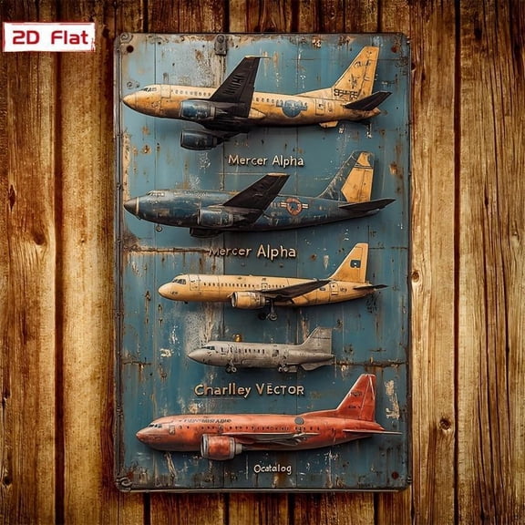 HELLOYOUNG Vintage Airplane Pattern Metal Sign, 1 Count Creative Airplane Pattern Wall Art, Wall Decor for Home Living Room Bedroom Study Room, Ornaments