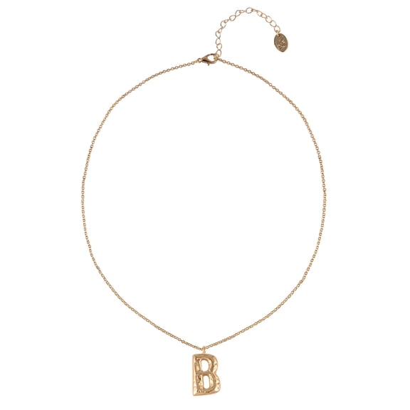 Time and Tru Goldtone Hammered Initial "B" Pendant Necklace