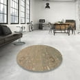 thumbnail image 4 of Ahgly Company Machine Washable Indoor Round Abstract Dark Almond Brown Area Rugs, 6' Round, 4 of 7