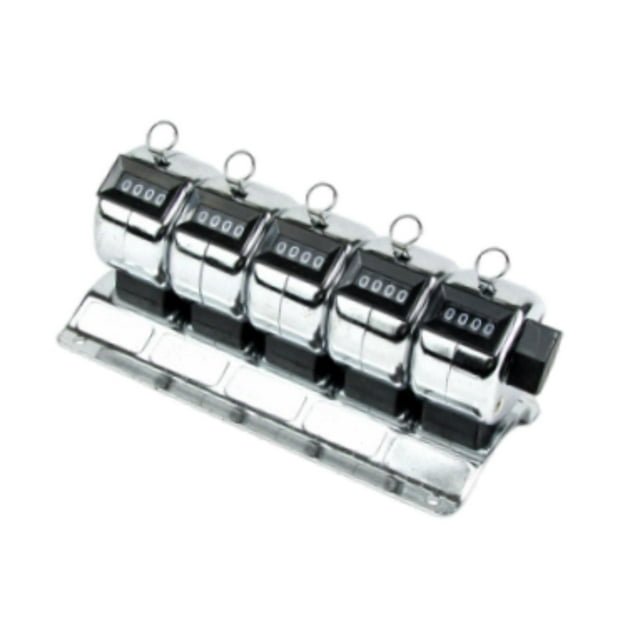 Contador de mesa, contador de 4 dígitos, contador de clic de acero inoxidable con soporte de base 5 Unidades