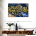 thumbnail image 3 of Elephant Stock Four Sunflowers Gone To Seed Wall Art - Horizontal Canvas Wall Art - Living Room Wall Decor - Floral And Botanical Canvas - Gray And Blue Decor By Vincent Van Gogh - 36" x 24", 3 of 8