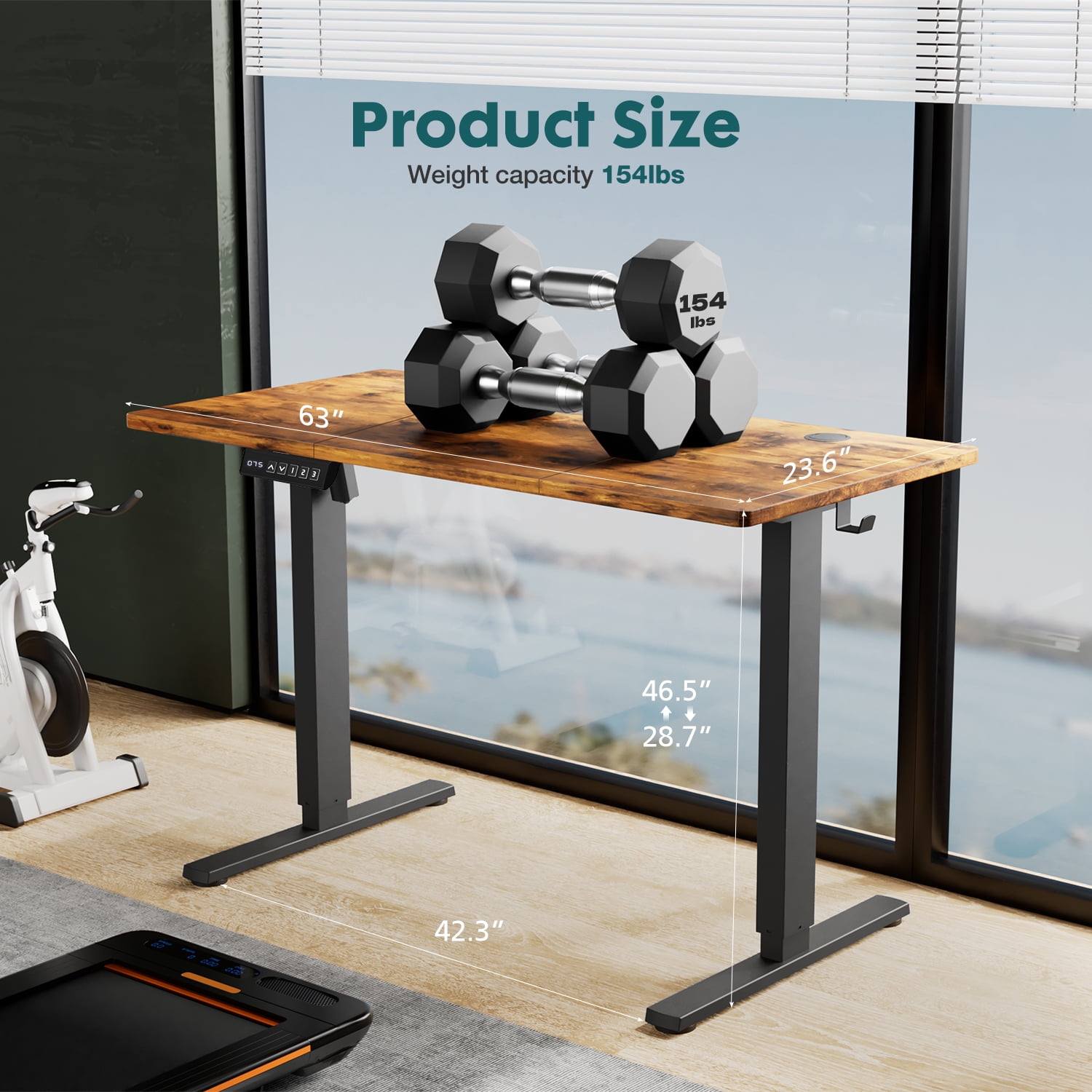 TINKLE WELL Updated Electric Standing Desk, 55 x 24'' Adjustable Height Electric Standing Computer Desk, Ergonomic Workstation with 3 Memory Controller, Bamboo Texture, Rust