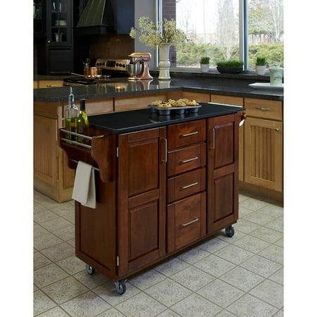 Home Styles Large Kitchen Cart, Cottage Oak   Black Granite Top 