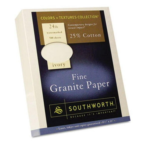 Southworth Papier de Granit Fin 24 lbs.- 8-1/2 x 11- Ivoire- 500/boîte
