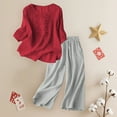 thumbnail image 6 of NMMUED Summer Sets for Women Linen Two Piece Set Women Womens Loungewear Set Pants Sets Women 2 Piece Outfits Pj Sets for Woman, Red XXXL, 6 of 9