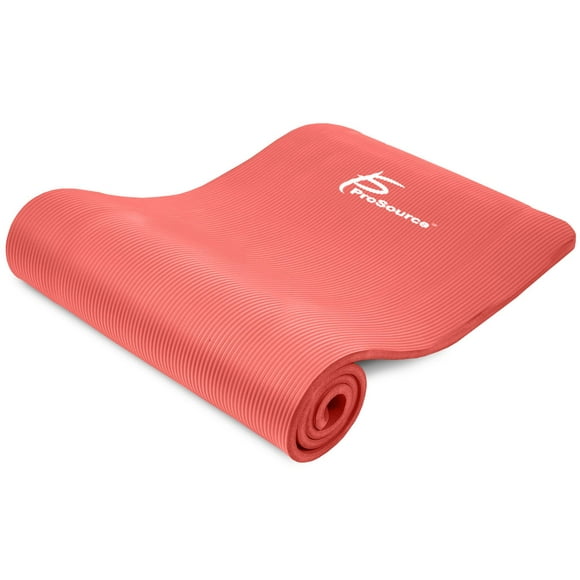 Prosource Premium 1/2-Inch Extra Thick 71-Inch Long High Density Exercise Yoga Mat with Comfort Foam and Carrying Straps, Red