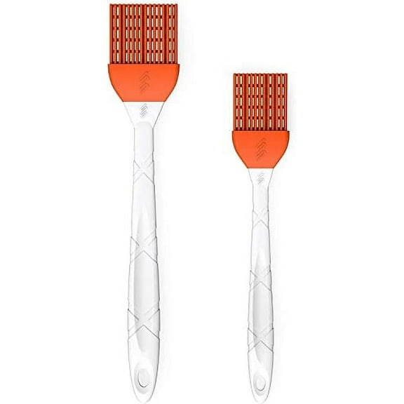 M KITCHEN WORLD Silicone Basting - BBQ, Pastry, and Oil Brush (Orange), 2 Piece