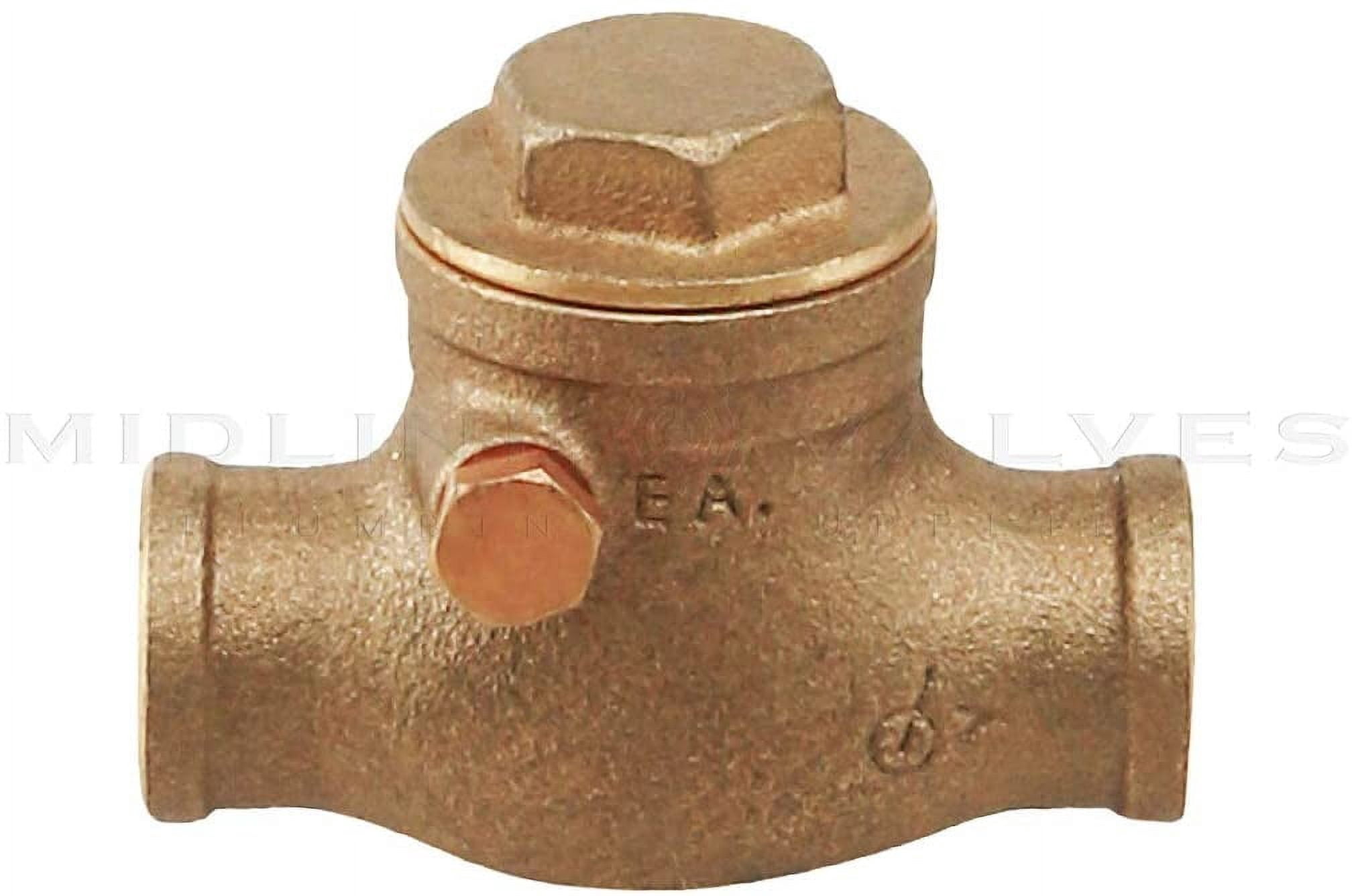 Midline Valve Swing Check Valve, Backflow Prevention, Lead-Free, 2 in. Sweat Connections, Cast Brass