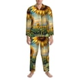 thumbnail image 3 of Salouo Artistic Oil Painting Sunflower Print Button-Front Long Sleeve Pajama Set for Men, Soft 2Pjs Men's Long Sleeve Sleepwear-Large, 3 of 7