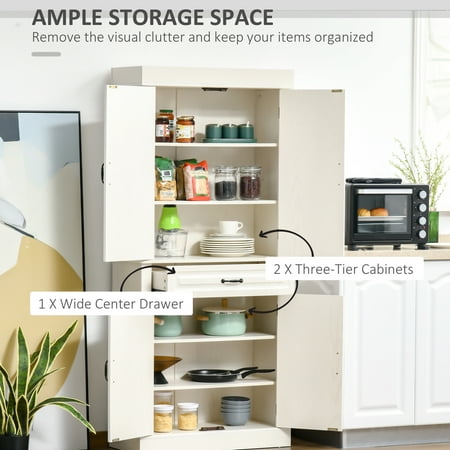 Homcom 71 Freestanding Kitchen Pantry, Tall Dining Room Storage Cabinets
