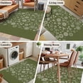 thumbnail image 5 of 3'x5' Rug for Living Room Bedroom, Japanese Washable Area Rugs Non-Slip Carpet Mats, Green Rustic Retro Pastoral Floral Leaves Indoor Low Pile Area Rug Runner for Kitchen, Mudroom, 5 of 8