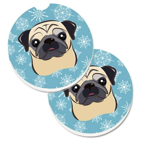 

Snowflake Fawn Pug Set of 2 Cup Holder Car Coaster