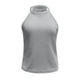 thumbnail image 5 of safuny Slim Basic Tank Tops for Women Solid Color Retro Camisole Sleeveless Crew Neck Vest Leisure Comfy Relaxed Beach Blouses Fashion Summer Gray L, 5 of 6