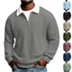 thumbnail image 1 of RKSTN Long Sleeve Polos Shirts for Men Oversized Quarter Zip Turndown Collar Waffle Weave T Shirts Mens Casual Solid Half Zip Lapel Regular Fits Loose Comfy Big and Tall Gym Golf Shirt Pullover Top, 1 of 10