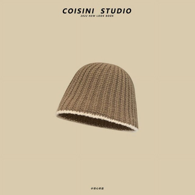 LinYooLi Autumn Winter Knitted Bucket Hat Womens Patchwork Contrast Wool Fisherman Hats Outdoor Female Foldable Basin Caps Unisex Gorros
