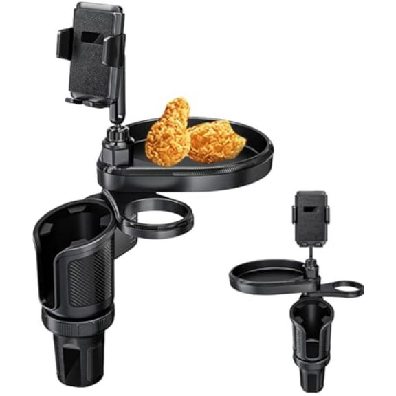 Valza Cup Holder, 4 in 1 Car Phone Cup Holder Stand Cradle Adjustable Cell Phone Mount with Tray,360° Adjustable,Long Arm