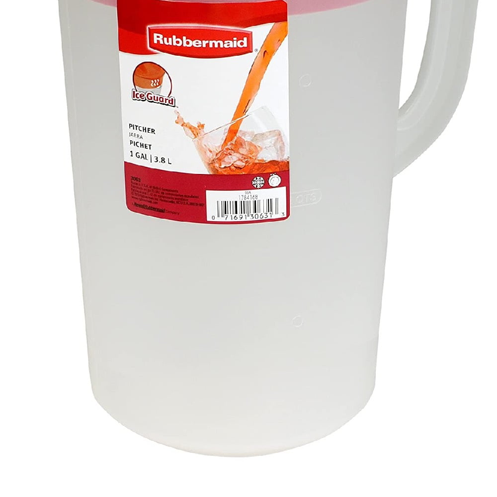 Rubbermaid 1 Gallon Pitcher With Red Lid – 3-Position Spout (Open, Strain, Closed) For Easy Pouring