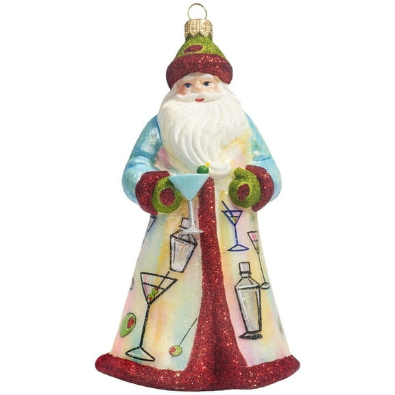 Glitterazzi Martini Santa Polish Glass Christmas Ornament