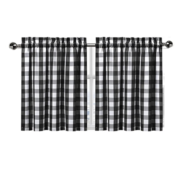 AUQ 2026 New Black&White Buffalo Check Kitchen Tier Curtains 36"Es Long Plaid Gingham Rod Pocket Classic Cafe Curtains Country Farmhouse Kitchen Short Curtains 2 Panels