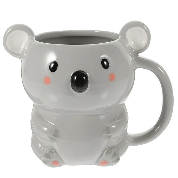 ULTNICE Adorable Bear Ceramic Mug for Coffee Tea or Water with Smooth Edges and Portable Design Grey 12 oz