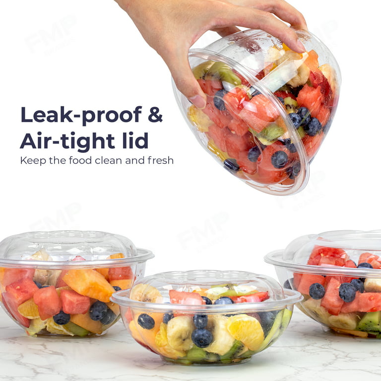 100 PACK] 64oz Clear Disposable Salad Bowls with Lids - Clear Plastic  Disposable Salad Containers for Lunch To-Go, Salads, Fruits, Airtight, Leak  Proof, Fresh, Meal Prep