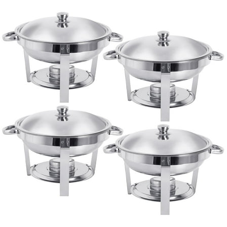 8 Pack Stainless Steel Chafing Dish Buffet Set 5L Round Chafers BBQ Party W/Lid